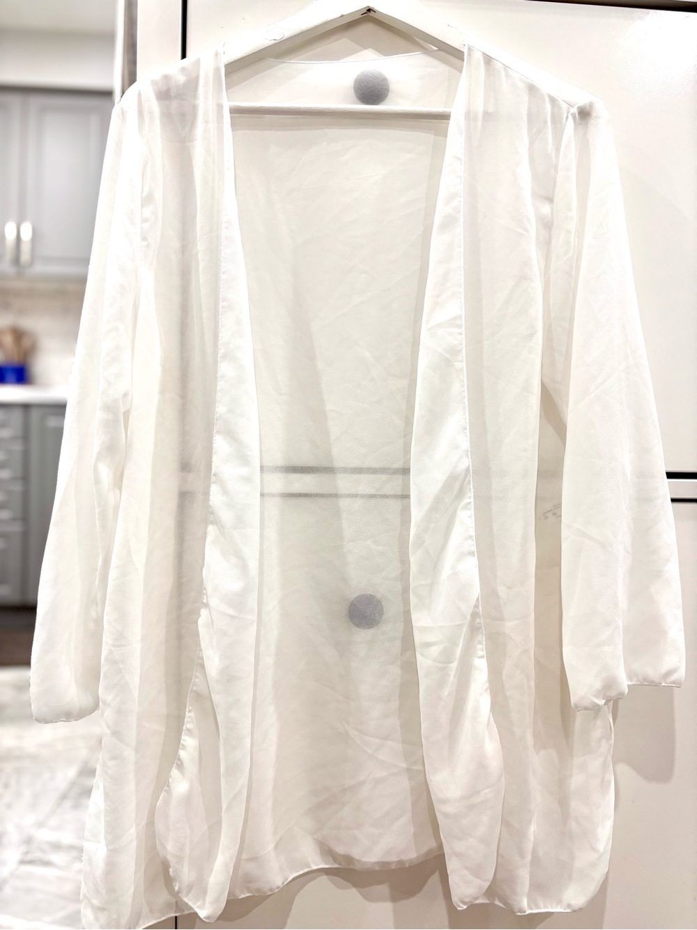 Lightweight Sheer Open Front Cardigan - White